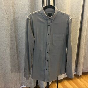 14th & Union Men's Gray Button-Up Shirt 100% Cotton Size Medium